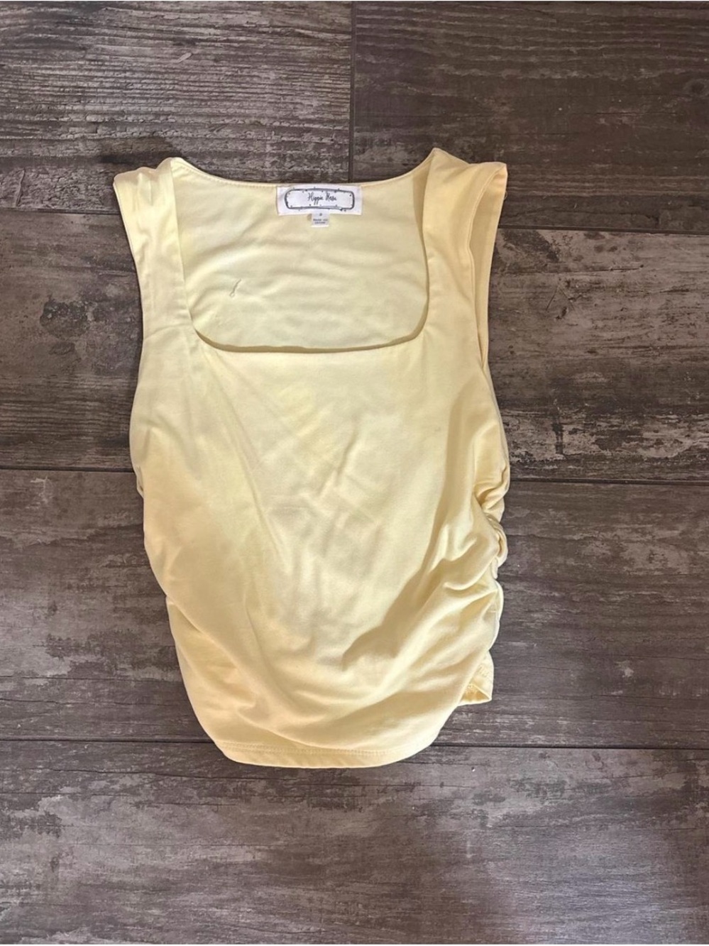 Hippie Rose Pale Yellow Square Neck Tank Top